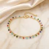 Tornozeleira Dourada com Franja Colorida, referência 83496-06-A