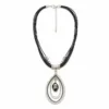 Colar Multicordão com Pendente Gota — Dourado ou Prateado — A — Preto e Prateado