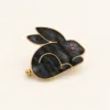 Broche Coelho Bicolor — 3 Modelos — A — Preto e Dourado