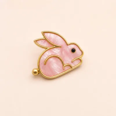 Broche Coelho Bicolor — 3 Modelos — B — Rosa e Dourado