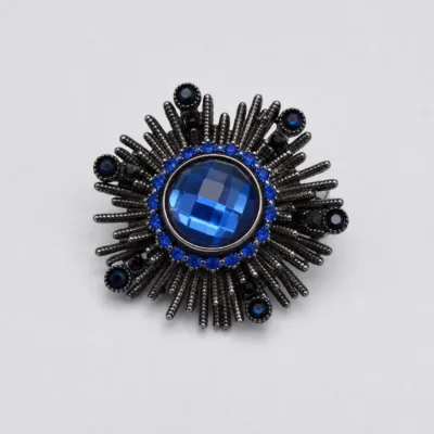 Broche Radial em Tom Escuro — 3 Cores — A — Azul