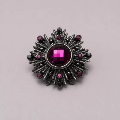 Broche Radial em Tom Escuro — 3 Cores — B — Magenta