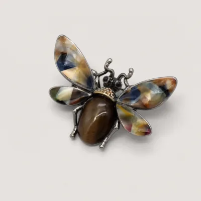 Broche Abelha com Asas Multicolores — 3 Modelos — A — Castanho
