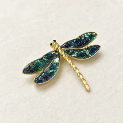 Broche Libélula com Asas Coloridas — 4 Modelos — B — Verde e Azul