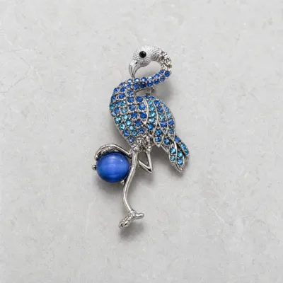 Broche Flamingo Colorido — 2 Modelos — A — Prateado e Azul