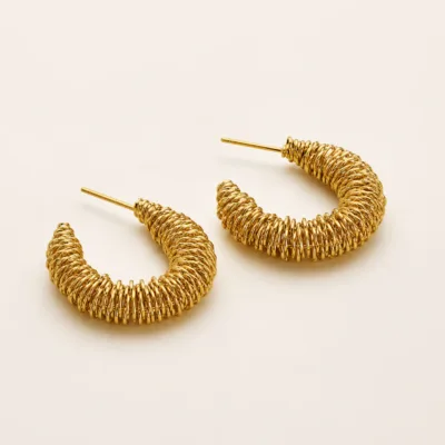 Brincos Argola Texturizada em Camadas dourado, referência 83661-03