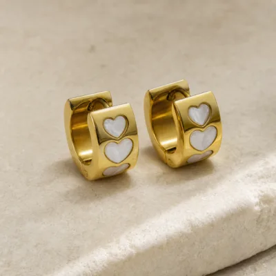 Brincos Argola Larga com Corações, referência 83662-01