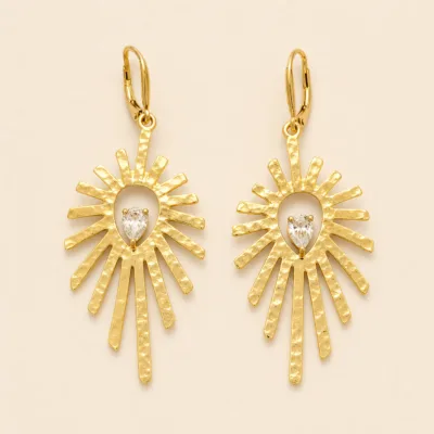 Brincos Sol Radiante com Cristal dourado, referência 83684-03