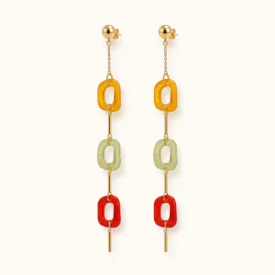 Brincos Pendente com Elos Acrílicos Coloridos multicolor, referência 83685-01