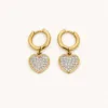 Brincos Argola com Coração de Cristais dourado, referência 83706-01