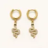 Brincos Argola com Serpente de Cristais dourado, referência 83706-02