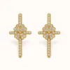 Brincos Cruz de Cristais com Pontas Coração dourado, referência 83737-02