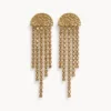 Brincos Franja de Cristais com Topo Semicircular dourado antigo, referência 83851-02