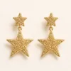 Brincos Dupla Estrela com Relevo Ornamental dourado, referência 83854-02