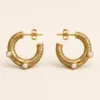 Brincos Argola Étnica com Pérolas dourado, referência 83857-03