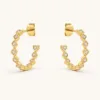 Brincos Argola Geométrica com Cristais dourado, referência 83857-05