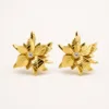 Brincos Florais de Folhas com Cristal dourado, referência 83957-05