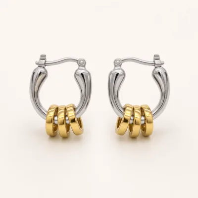 Brincos Argola com Três Aros Entrelaçados prateado, referência 83958-04