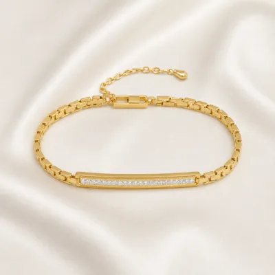 Pulseira dourada Ligne Cristal 83982 — 83982-A-ivory-satin