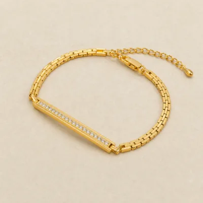 Pulseira dourada Ligne Cristal 83982 — 83982-A-warm-stone