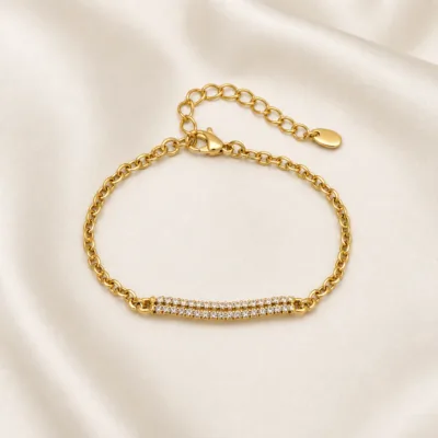 Pulseira dourada Ligne Cristal 83982 — 83982-B-ivory-satin