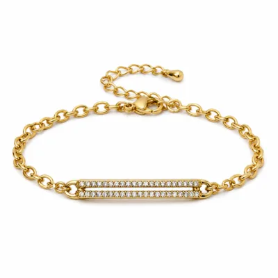 Pulseira dourada Ligne Cristal 83982 — 83982-B-white