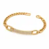 Pulseira malha pavé elo oval 83983-01 modelo A em fundo branco