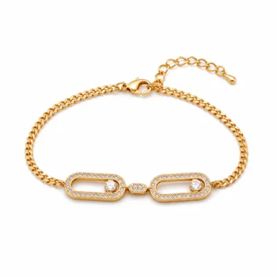 Pulseira octogonal paperclip 83983-02 modelo B em fundo branco
