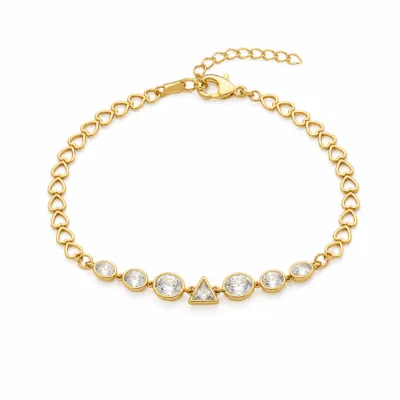 Pulseira cristais brancos 83984 modelo A com corações em fundo branco