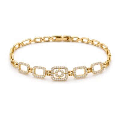 Pulseira cinco quadrados pavé 83985 Modelo B em fundo branco