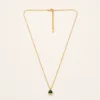 colar dourado pendente verde, fundo branco, referência 84016-04