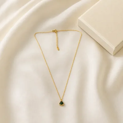 colar dourado pendente verde, undefined, referência 84016-04