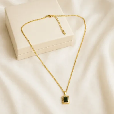colar dourado pendente retangular, undefined, referência 84017-02