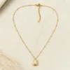 colar pendente retangular branco, variante dourada, pedra clara, referência 84052-01-1