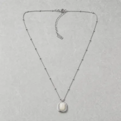 colar pendente retangular branco, variante dourada, pedra clara, referência 84052-01-1