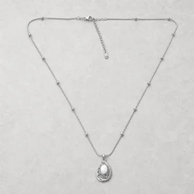 colar pendente gota branco, variante dourada, pedra clara, referência 84055-01