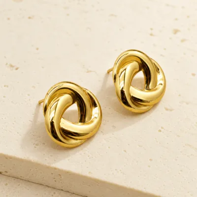 Brincos Nó Entrelaçado em Aço Inoxidável dourado, referência 84260-01