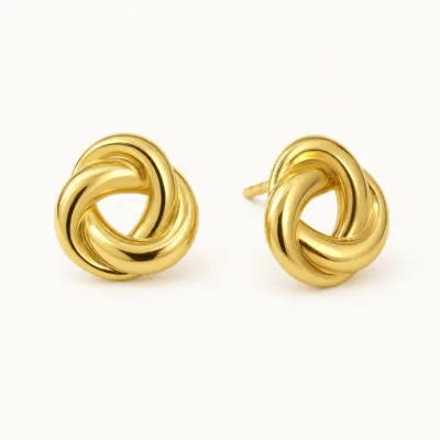 Brincos Nó Entrelaçado em Aço Inoxidável dourado, referência 84260-01