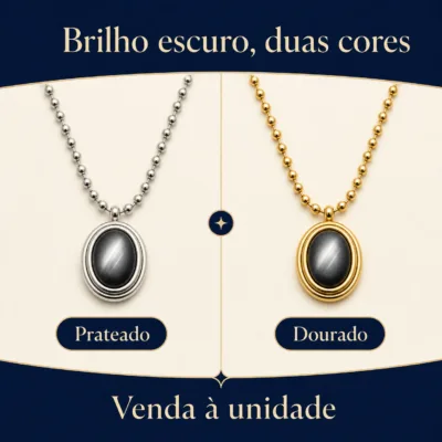 colar com pendente oval, variante dourada, pedra clara, referência 84269-01