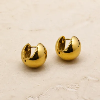 Brincos Argola Abaulados em Aço Inoxidável dourado, referência 84271-04