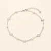 Tornozeleira Prateada com Pérolas e Flores, referência 84283-8-B