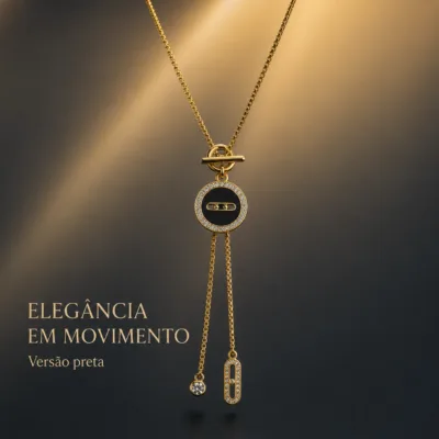 colar dourado em Y, variante dourada, pedra clara, referência 84306