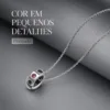 colar com pendente colorido, variante dourada, pedra clara, referência 84399-02