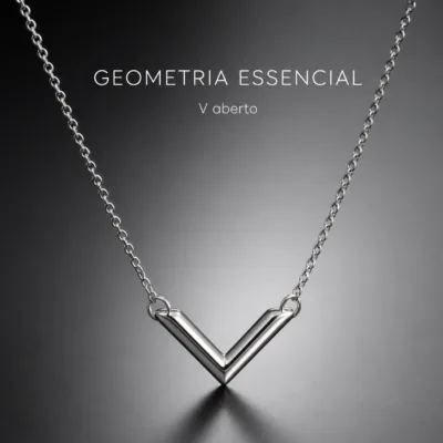 colar prateado minimalista, variante dourada, pedra clara, referência 84425-01