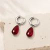 Brincos Argola Prateada com Gota Colorida, referência 84731-02