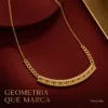 colar padrão geométrico, variante dourada, pedra clara, referência 84739