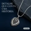 colar gota padrão geométrico, variante dourada, pedra clara, referência 84759