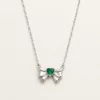 colar laço coração verde, variante dourada, pedra clara, referência 84791-01