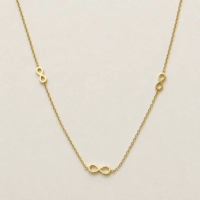 colar dourado infinito, fundo branco, referência 84802-01