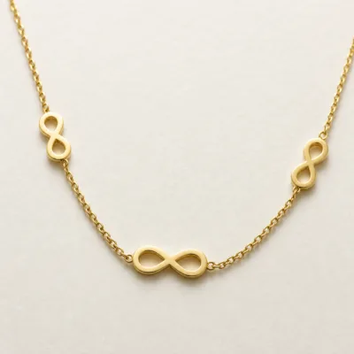 colar dourado infinito, cetim marfim, referência 84802-01